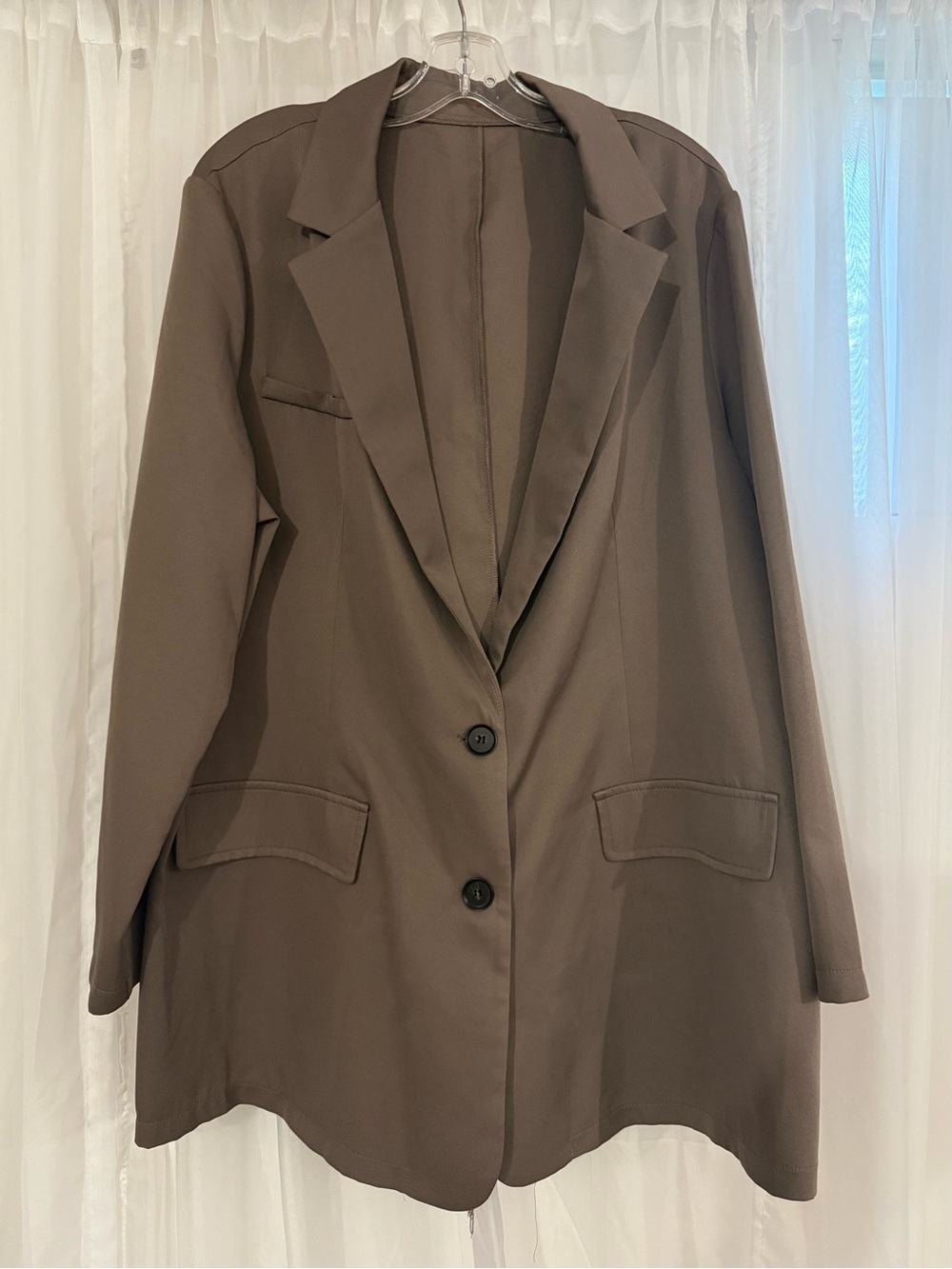 SHEIN Taupe Oversized Single-Breasted Blazer
